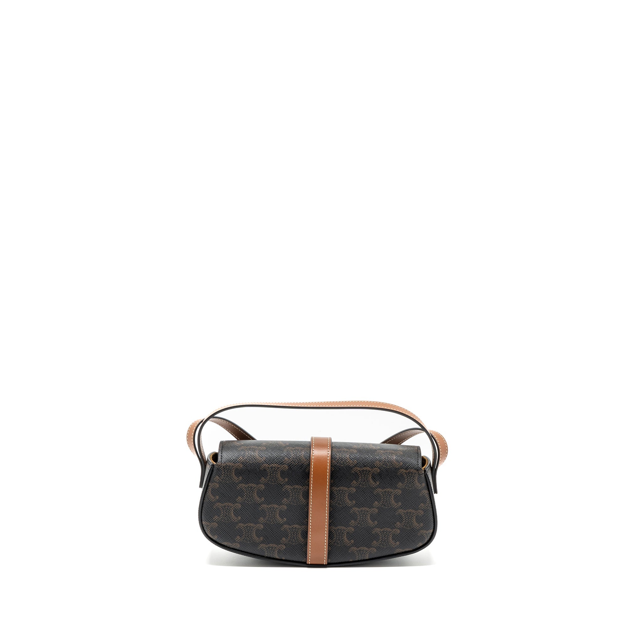 CELINE CLUTCH ON STRAP TABOU TRIOMPHE CANVAS/ CALFSKIN TAN GHW