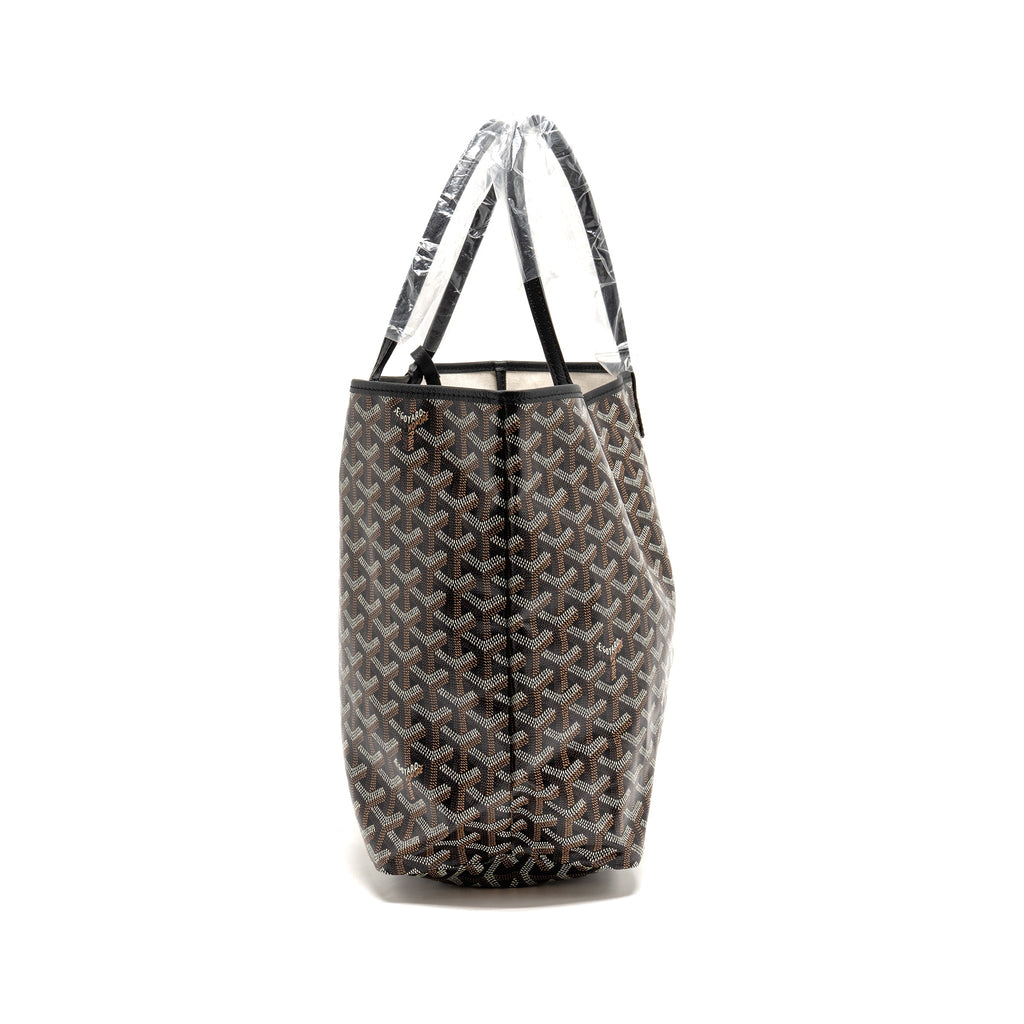 GOYARD SAINT LOUIS PM BAG GOYARDINE CANVAS/CALFSKIN BLACK SHW