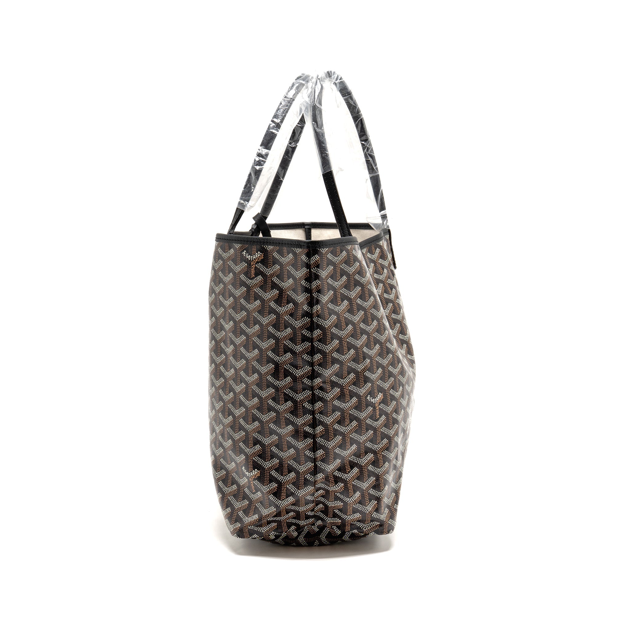 GOYARD SAINT LOUIS PM BAG GOYARDINE CANVAS/CALFSKIN BLACK SHW