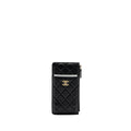 CHANEL LONG ZIP CARD HOLDER WALLET LAMBSKIN BLACK LGHW