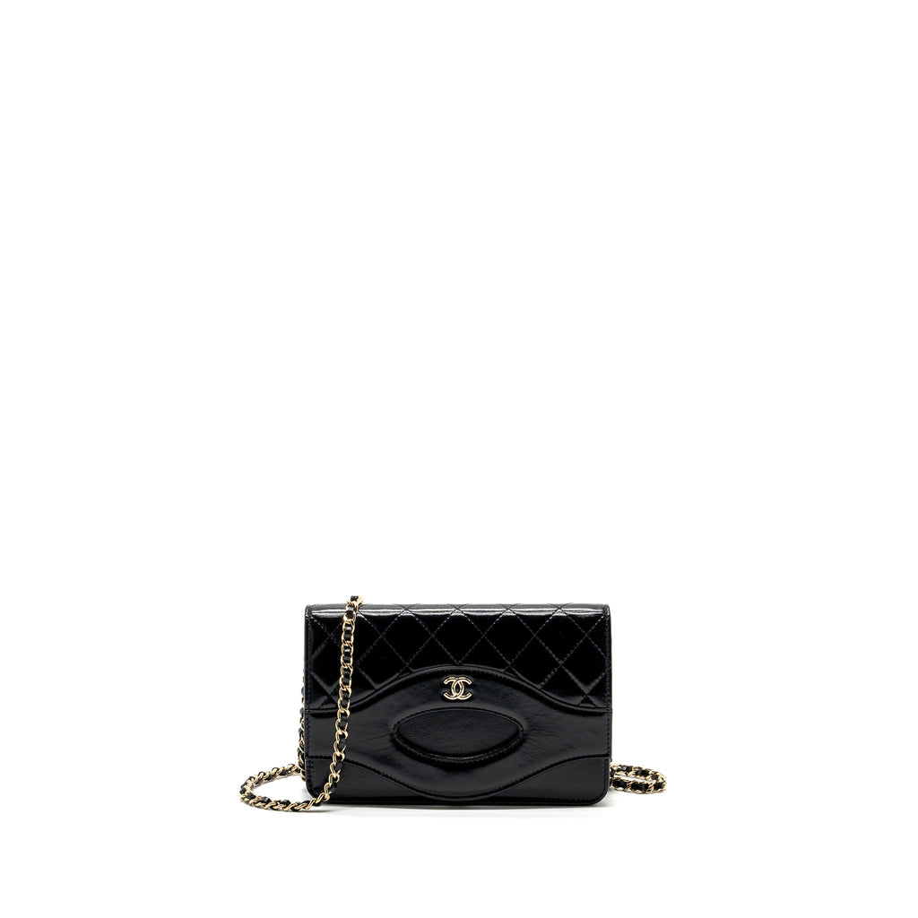 CHANEL 24C 31 WALLET ON CHAIN SHINY CALFSKIN BLACK LGHW (MICROCHIP)