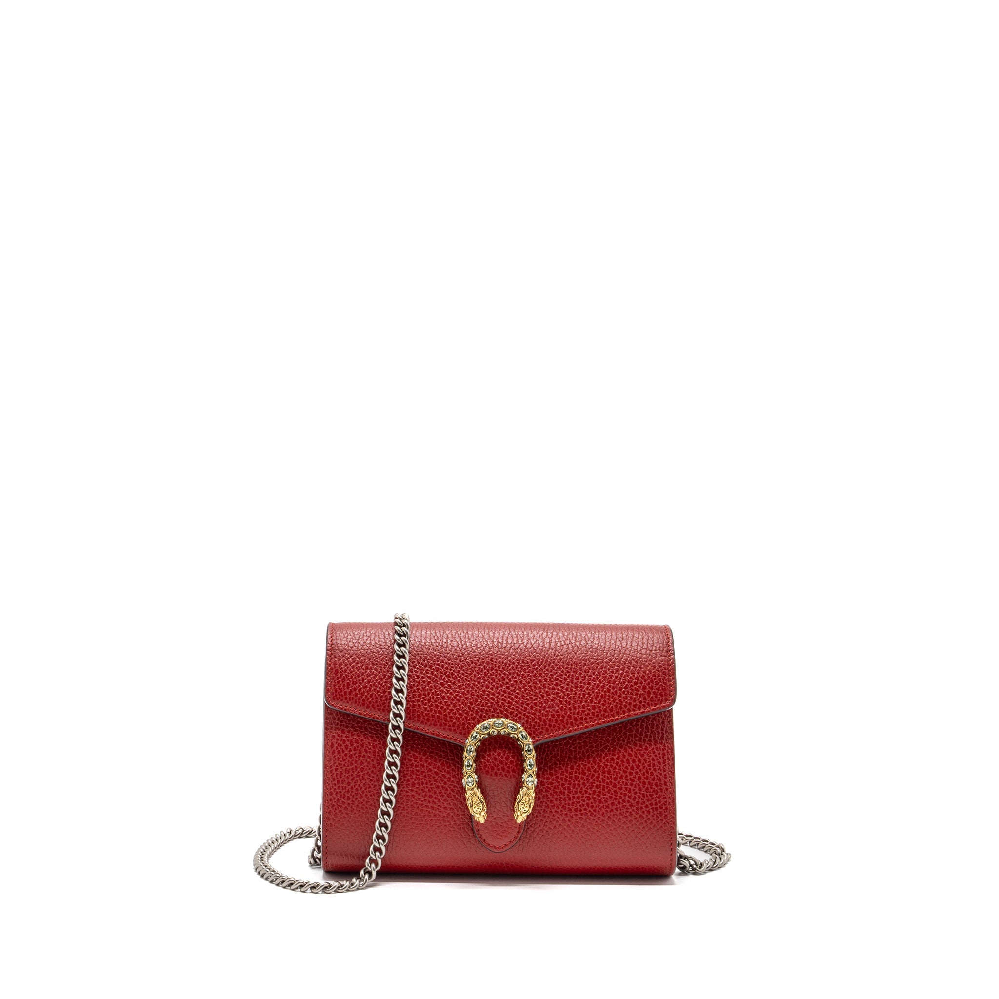 GUCCI DIONYSUS WALLET ON CHAIN CALFSKIN RED MULTICOLOUR HARDWARE