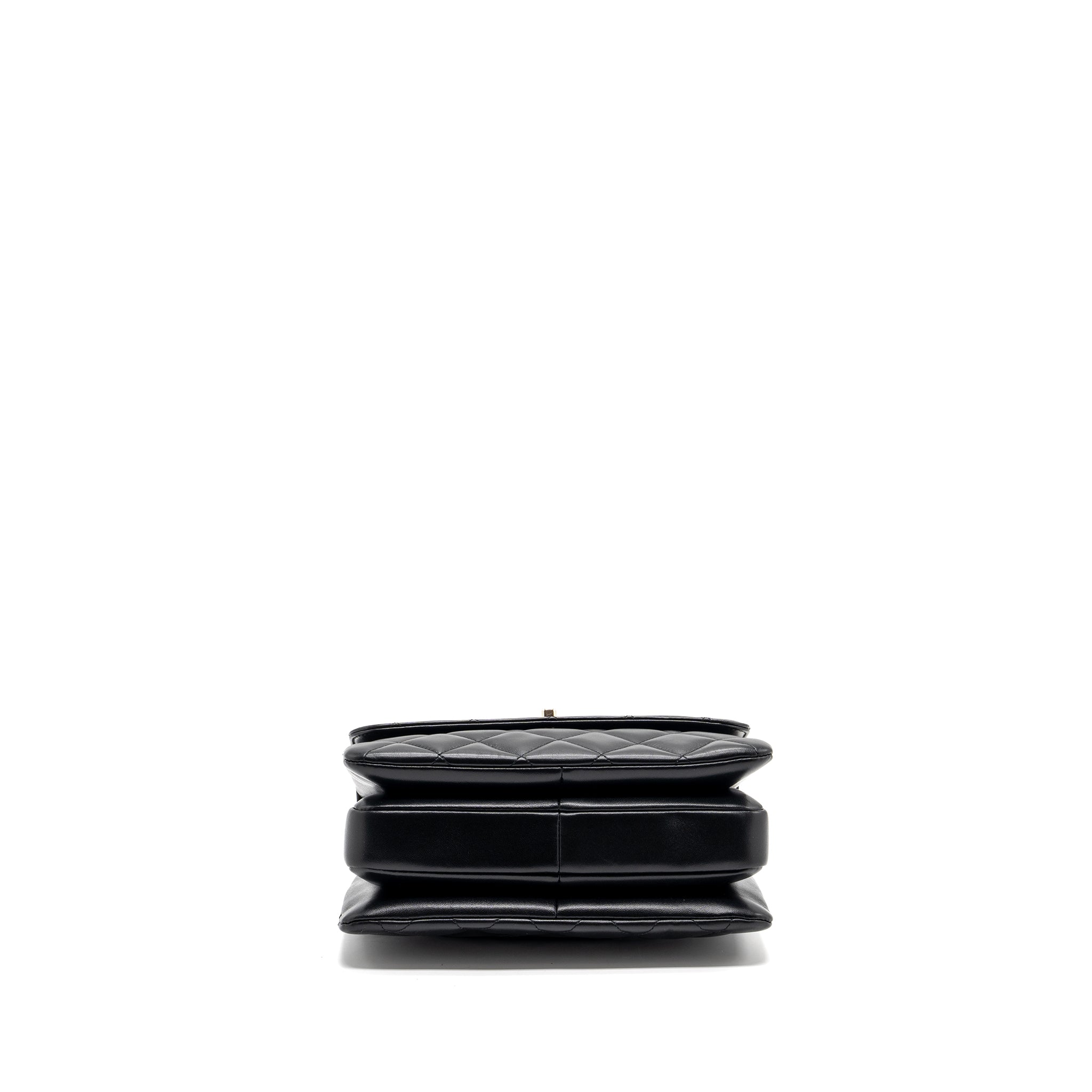 CHANEL TRENDY CC FLAP BAG WITH TOP HANDLE LAMBSKIN BLACK LGHW (MICROCHIP)