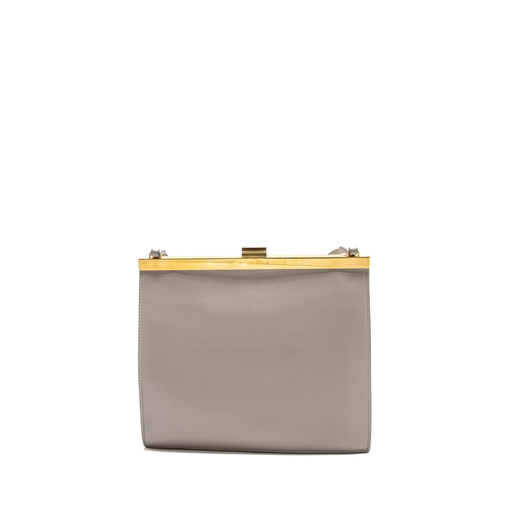 CELINE MINI CLASP SHOULDER BAG LIGHT GREY LEATHER GHW