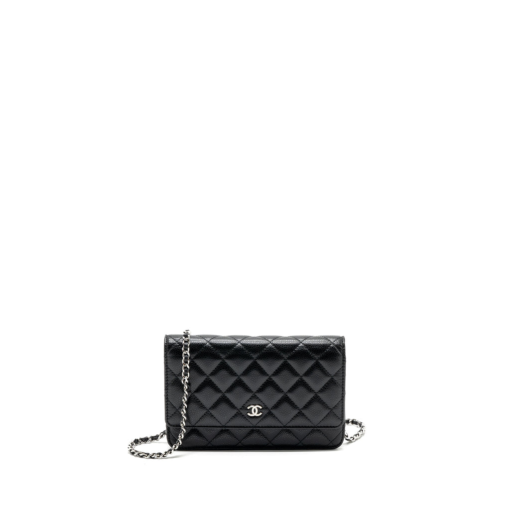 CHANEL CLASSIC WALLET ON CHAIN CAVIAR BLACK SHW (MICROCHIP)