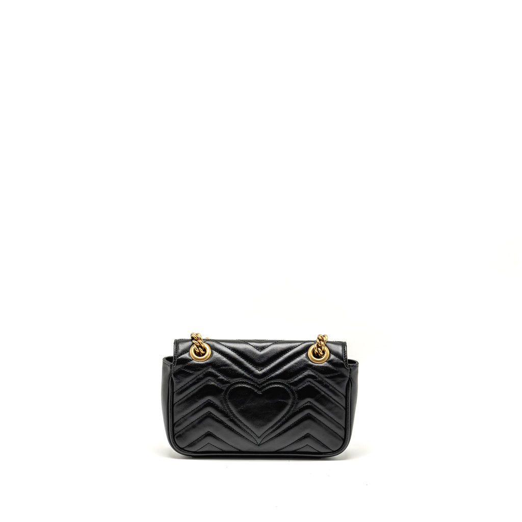 GUCCI SMALL GG MARMONT SHOULDER BAG CALFSKIN BLACK GHW