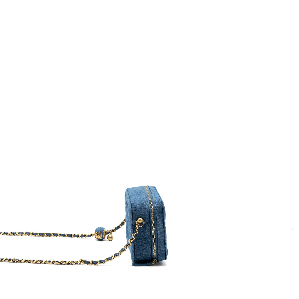 CHANEL PEARL CRUSH CAMERA BAG DENIM BLUE GHW