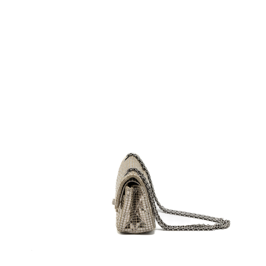 CHANEL MINI 2.55 REISSUE FLAP BAG CALFSKIN BEIGE / SILVER SHW