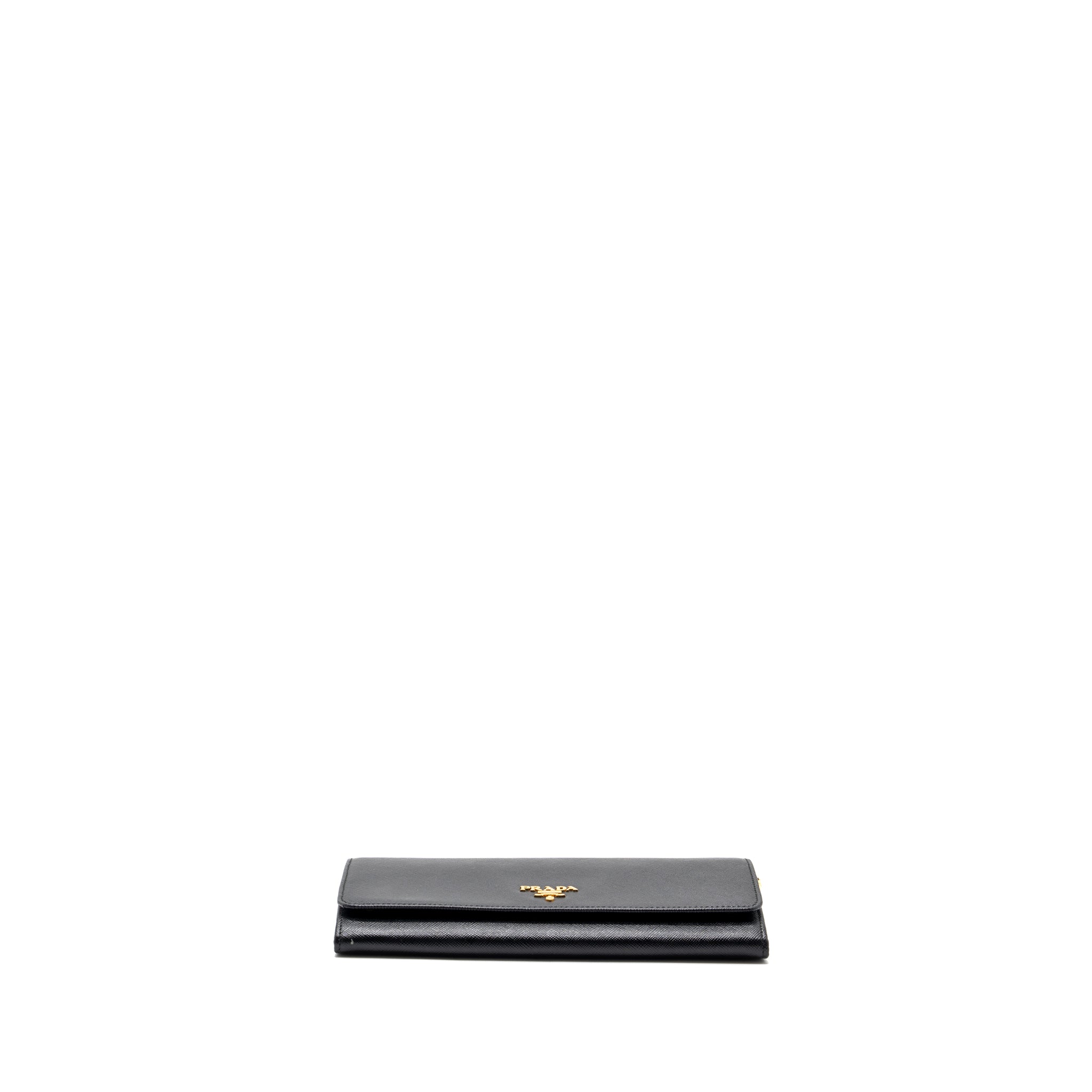 PRADA LONG WALLET WITH CHAIN SAFFIANO BLACK GHW