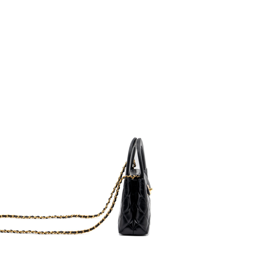 CHANEL 23K MINI KELLY SHOPPING TOTE BAG CALFSKIN BLACK GHW (MICROCHIP)