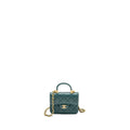 CHANEL TOP HANDLE MINI FLAP BAG LAMBSKIN GREEN GHW