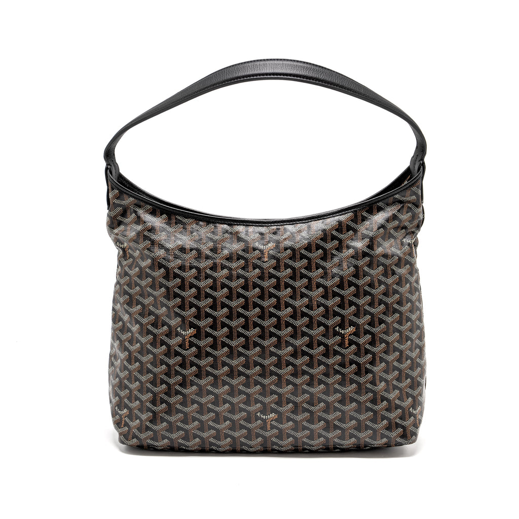 GOYARD BOHEME HOBO BAG GOYARDINE CANVAS / CALFSKIN BLACK SHW