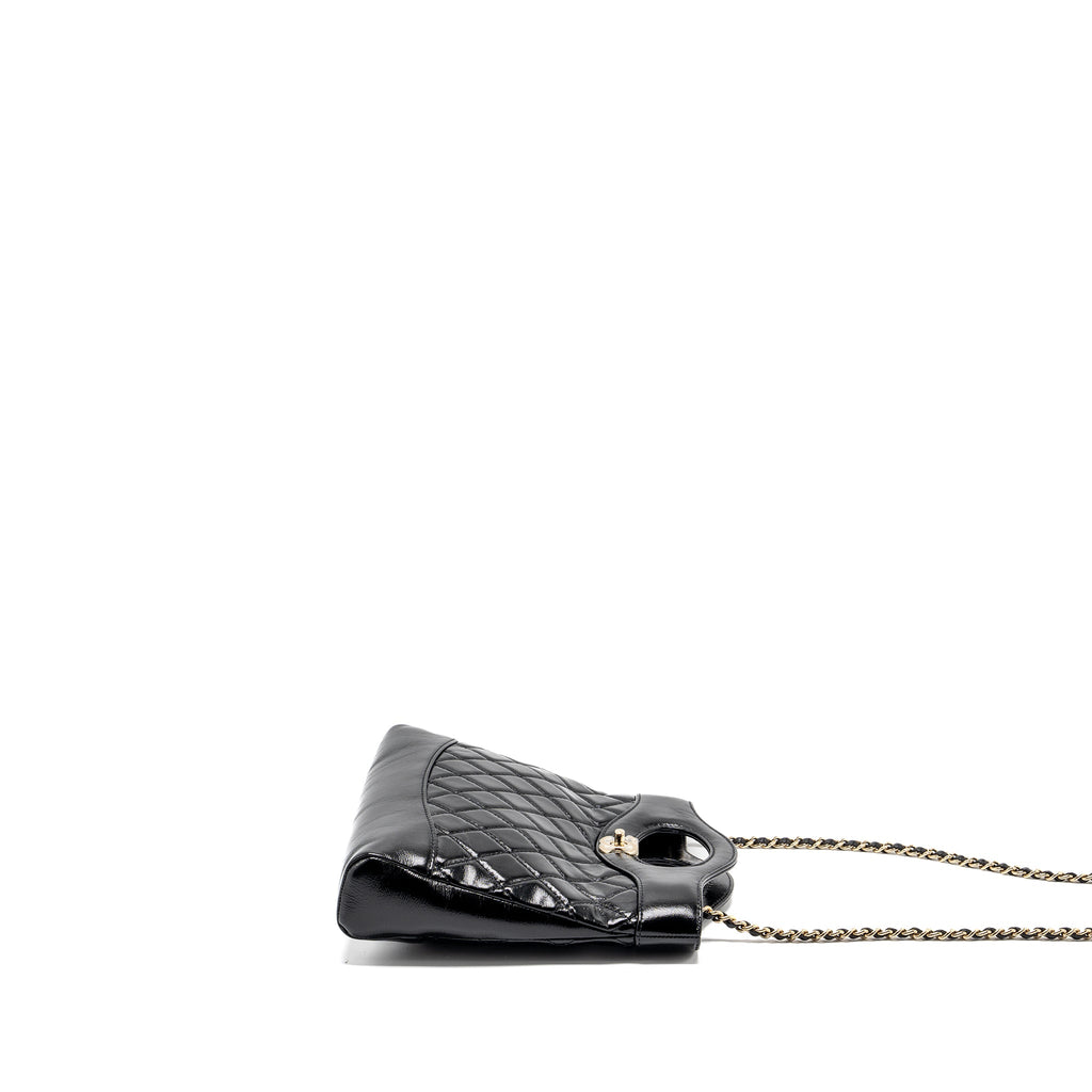 CHANEL MINI 31 BAG SHINY CALFSKIN BLACK LGHW (MICROCHIP)