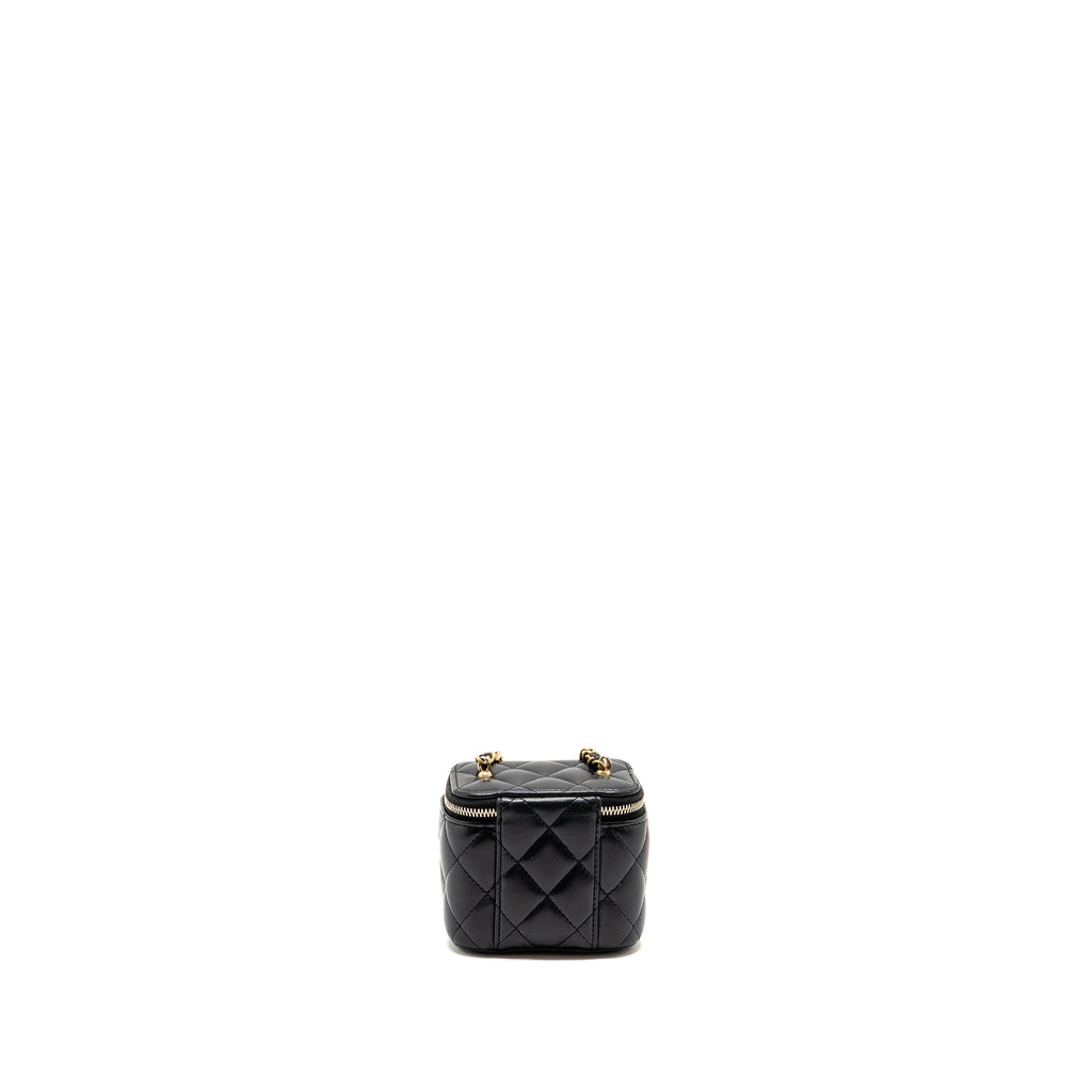 CHANEL 22S PEARL CRUSH MINI VANITY WITH CHAIN LAMBSKIN BLACK GHW
