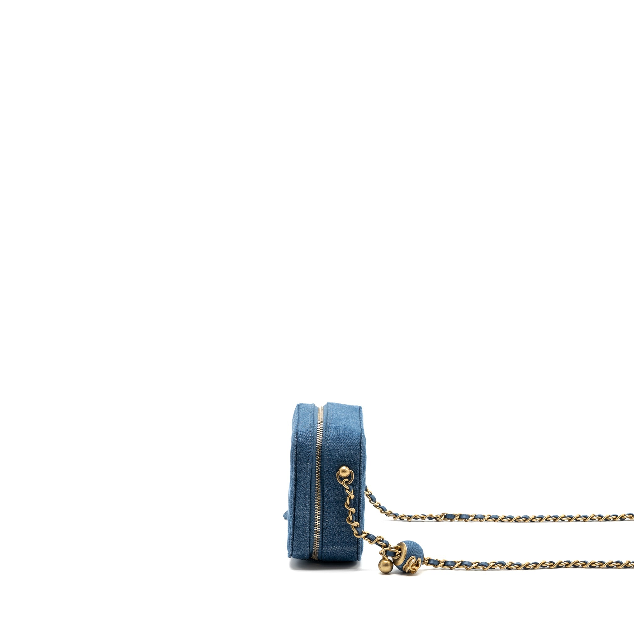 CHANEL PEARL CRUSH CAMERA BAG DENIM BLUE GHW