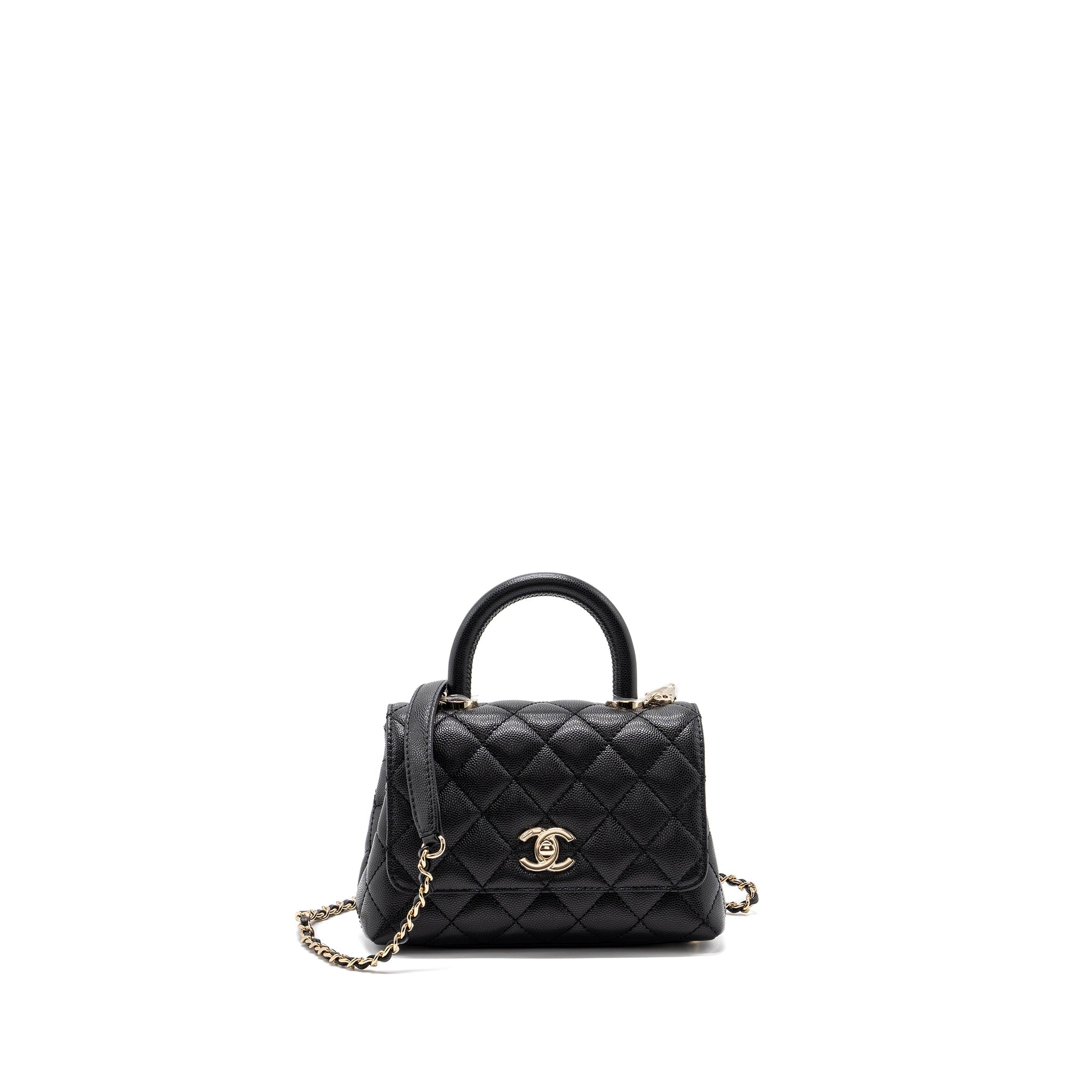 CHANEL COCO HANDLE MINI CAVIAR BLACK LGHW (MICROCHIP)