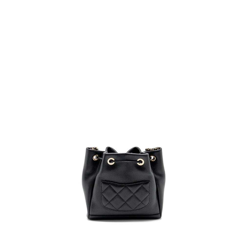 CHANEL BUSINESS AFFINITY DRAWSTRING BUCKET BAG CAVIAR BLACK GHW