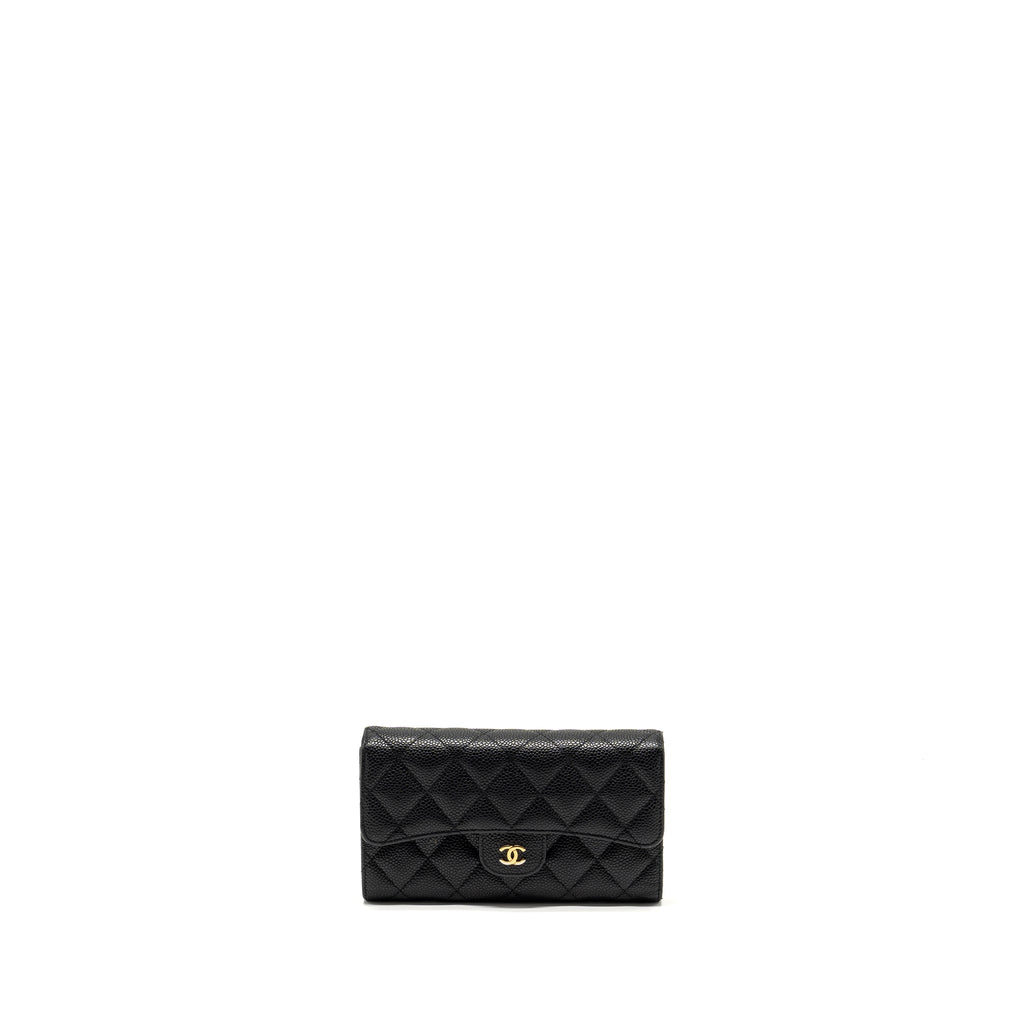 CHANEL CLASSIC FLAP LONG WALLET CAVIAR BLACK GHW