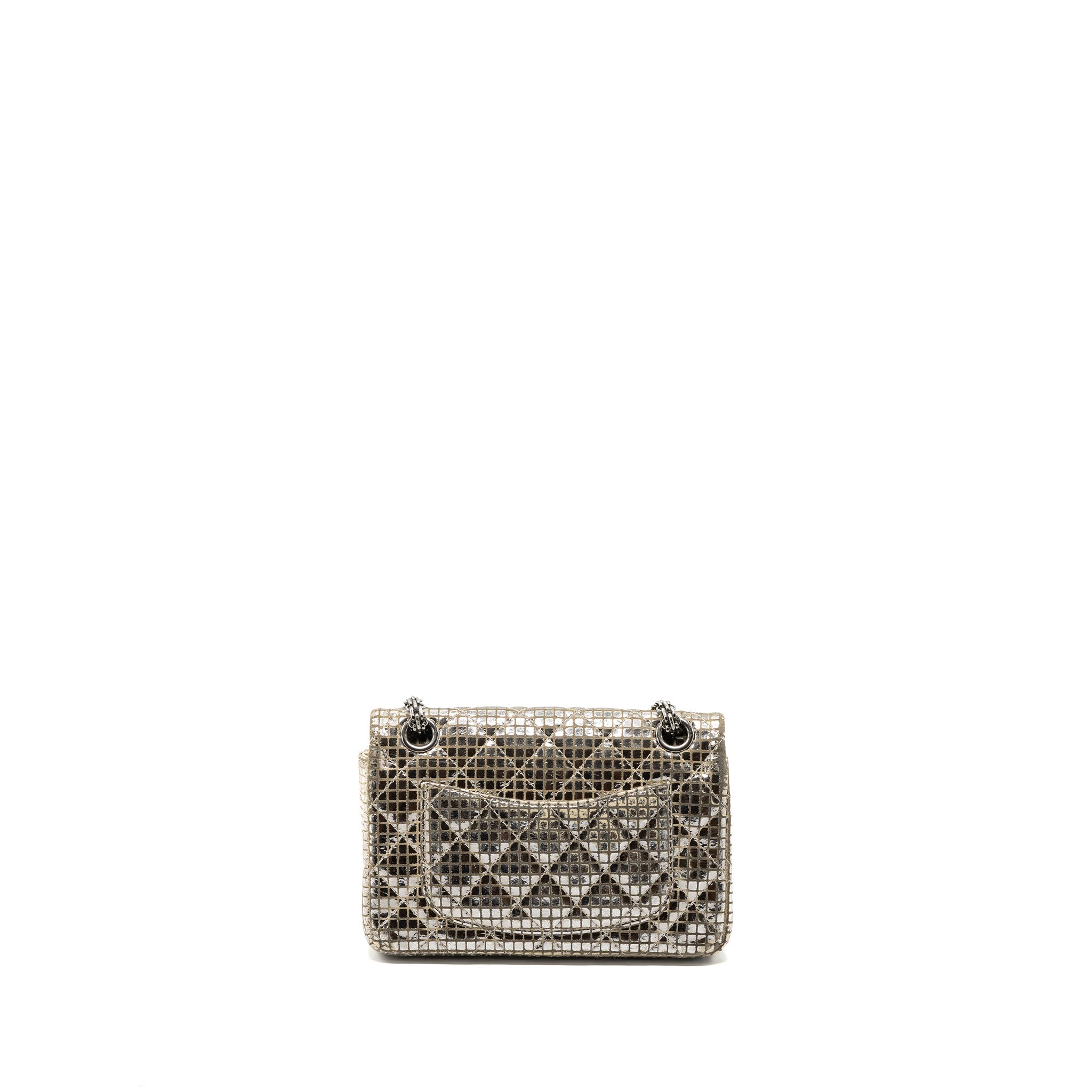 CHANEL MINI 2.55 REISSUE FLAP BAG CALFSKIN BEIGE / SILVER SHW