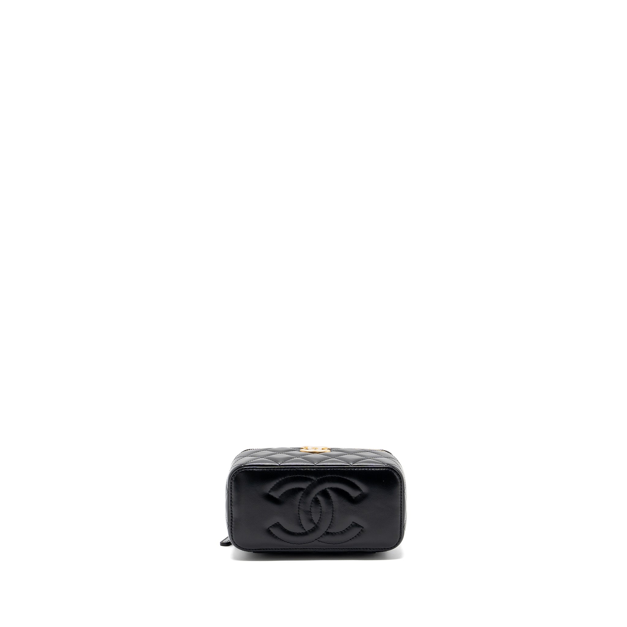 CHANEL 24C GOLD CRUSH LONG VANITY CASE SHINY CALFSKIN BLACK GHW (MICROCHIP)