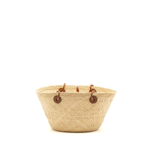 LOEWE ANAGRAM BUSKET SMALL BAG IRACA PALM/CALFSKIN NATURAL/TAN