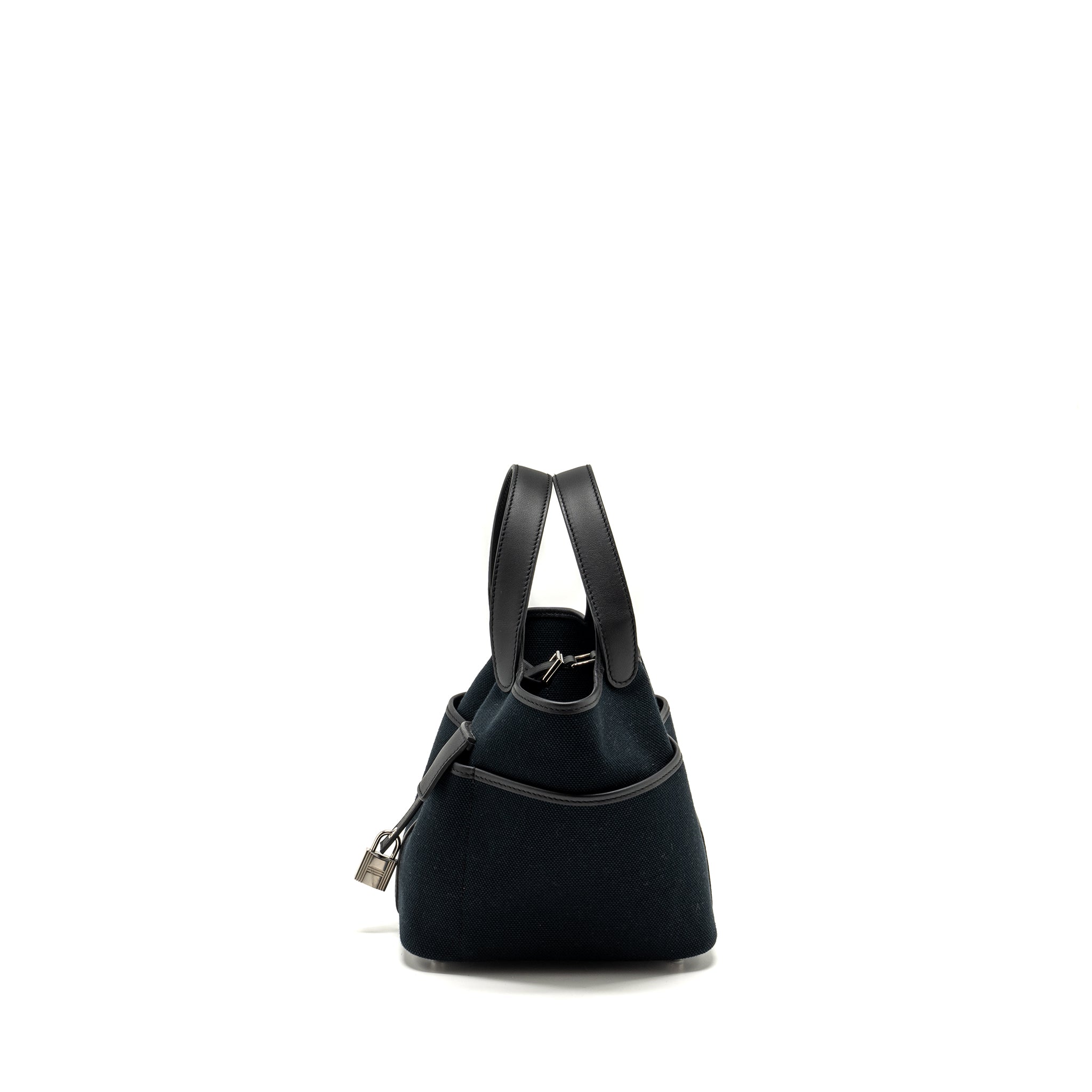 HERMES CARGO PICOTIN 18 LOCK BAG CANVAS / SWIFT BLACK SHW