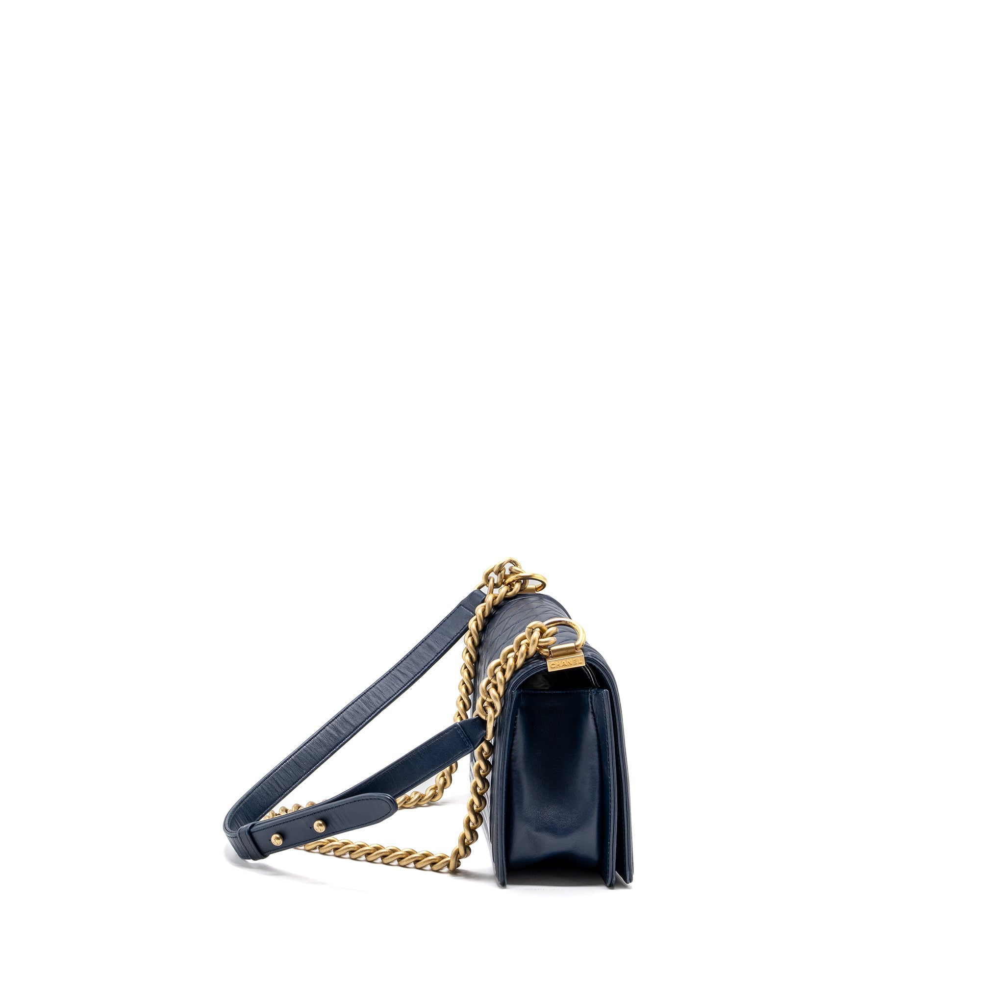 CHANEL MEDIUM BOY BAG LAMBSKIN BLUE GHW