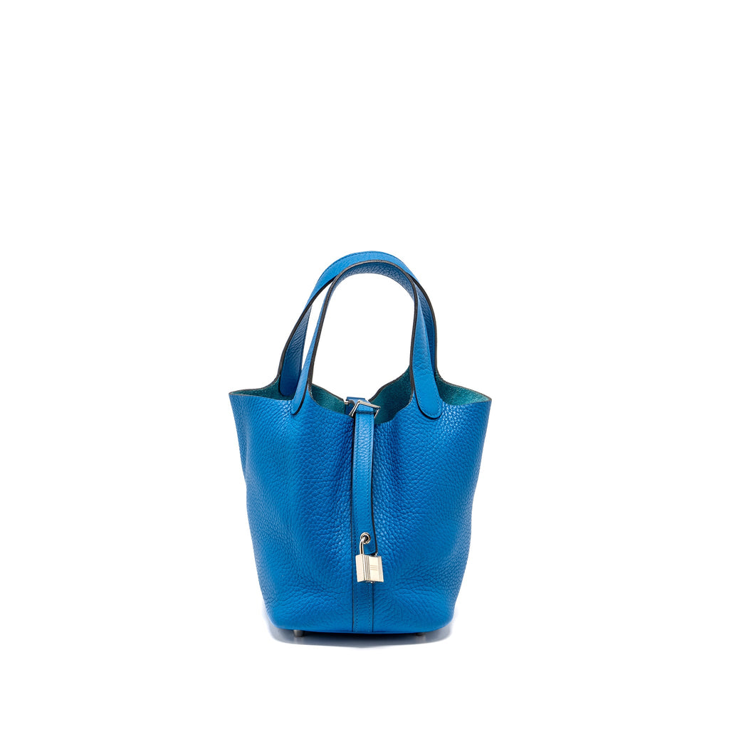 HERMES PICOTIN 18 LOCK BAG CLEMENCE BLUE SHW