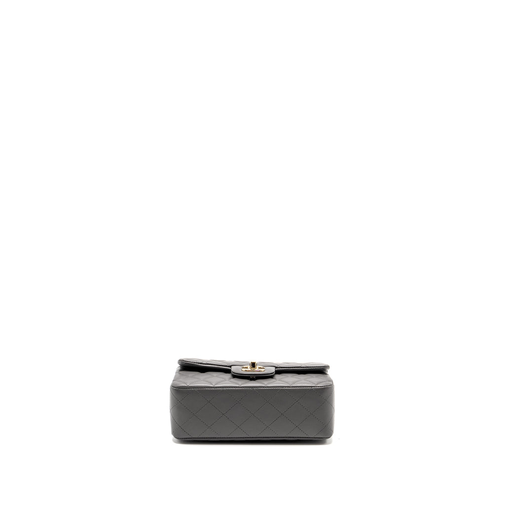 CHANEL MINI RECTANGULAR FLAP BAG LAMBSKIN GREY LGHW (MICROCHIP)