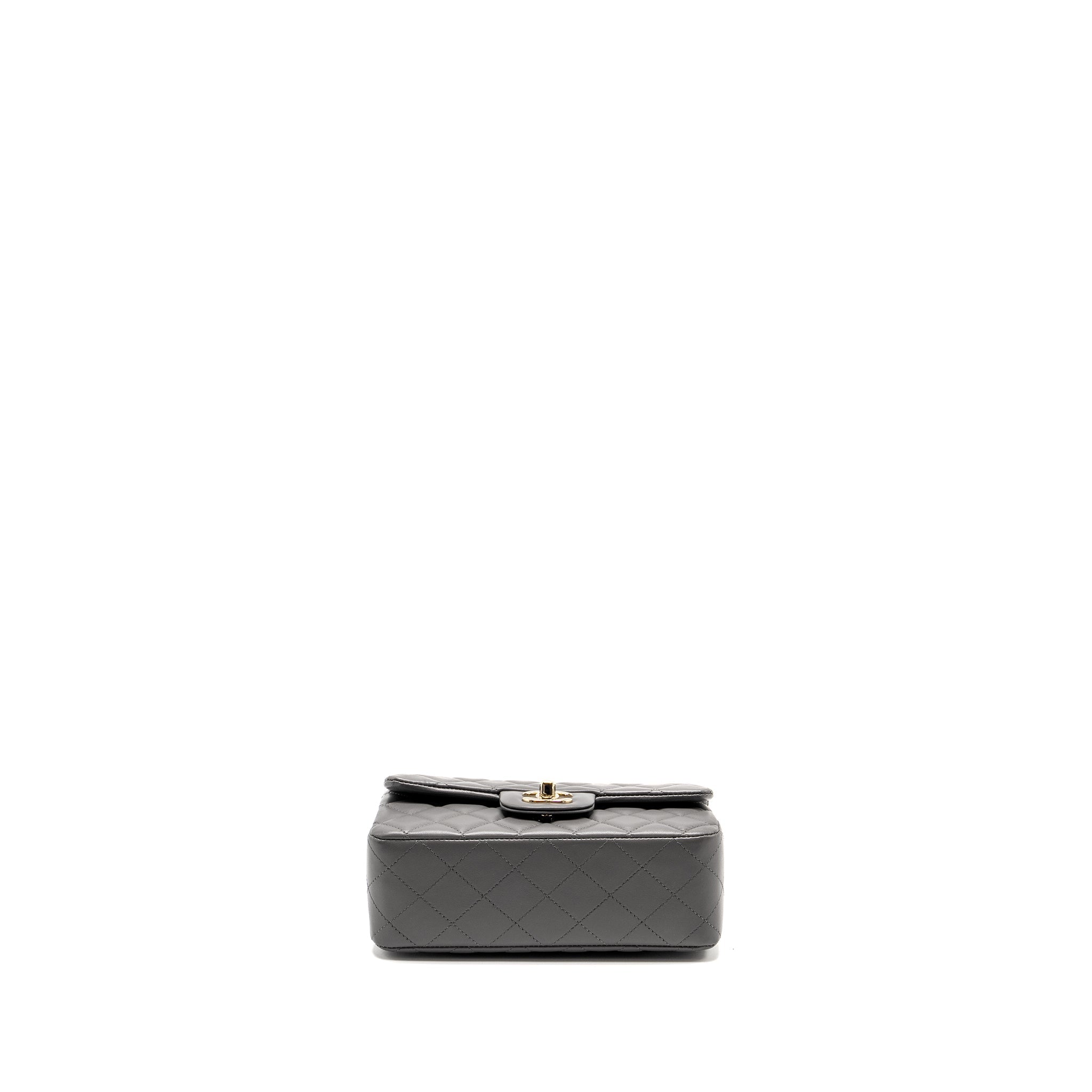 CHANEL MINI RECTANGULAR FLAP BAG LAMBSKIN GREY LGHW (MICROCHIP)