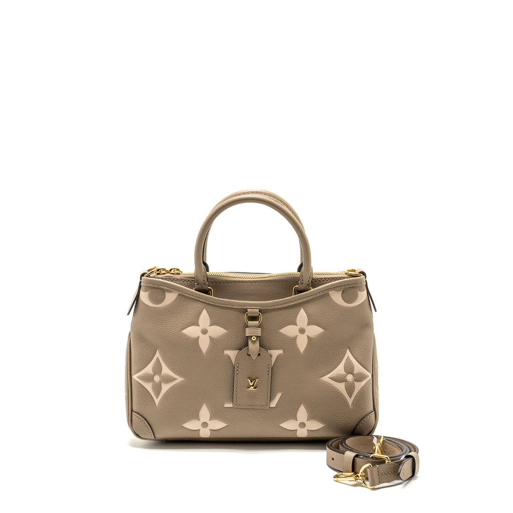 LOUIS VUITTON TRIANON TOTE BAG PM MONOGRAM EMPREINTE TOURTERELLE/CRÈME BEIGE GHW