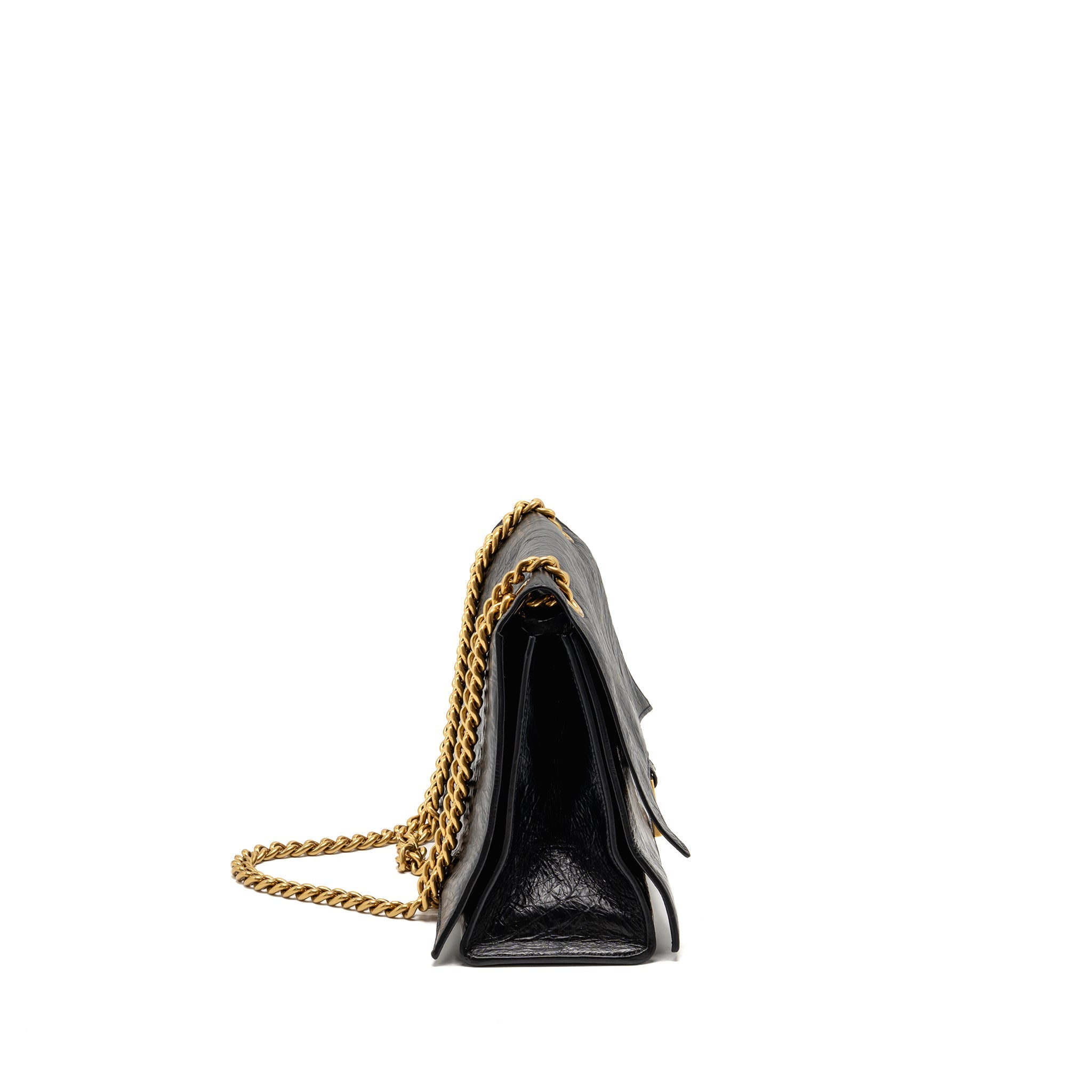 BALENCIAGA MEDIUM WOMEN’S CRUSH CHAIN BAG CALFSKIN BLACK GHW