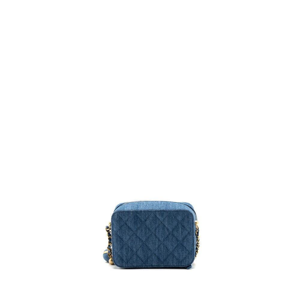CHANEL PEARL CRUSH CAMERA BAG DENIM BLUE GHW