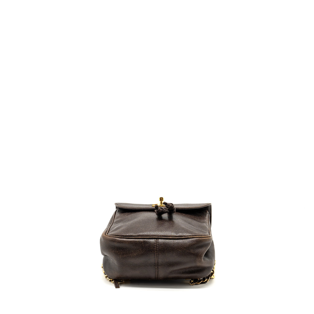 CHANEL VINTAGE FLAP BACKPACK CAVIAR BROWN GHW