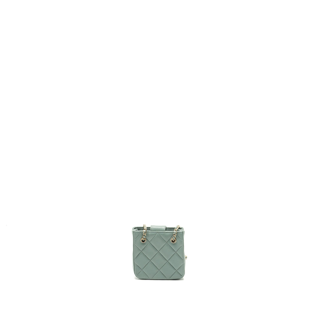 CHANEL MINI QUILTED CHAIN BAG LAMBSKIN LIGHT BLUE LGHW