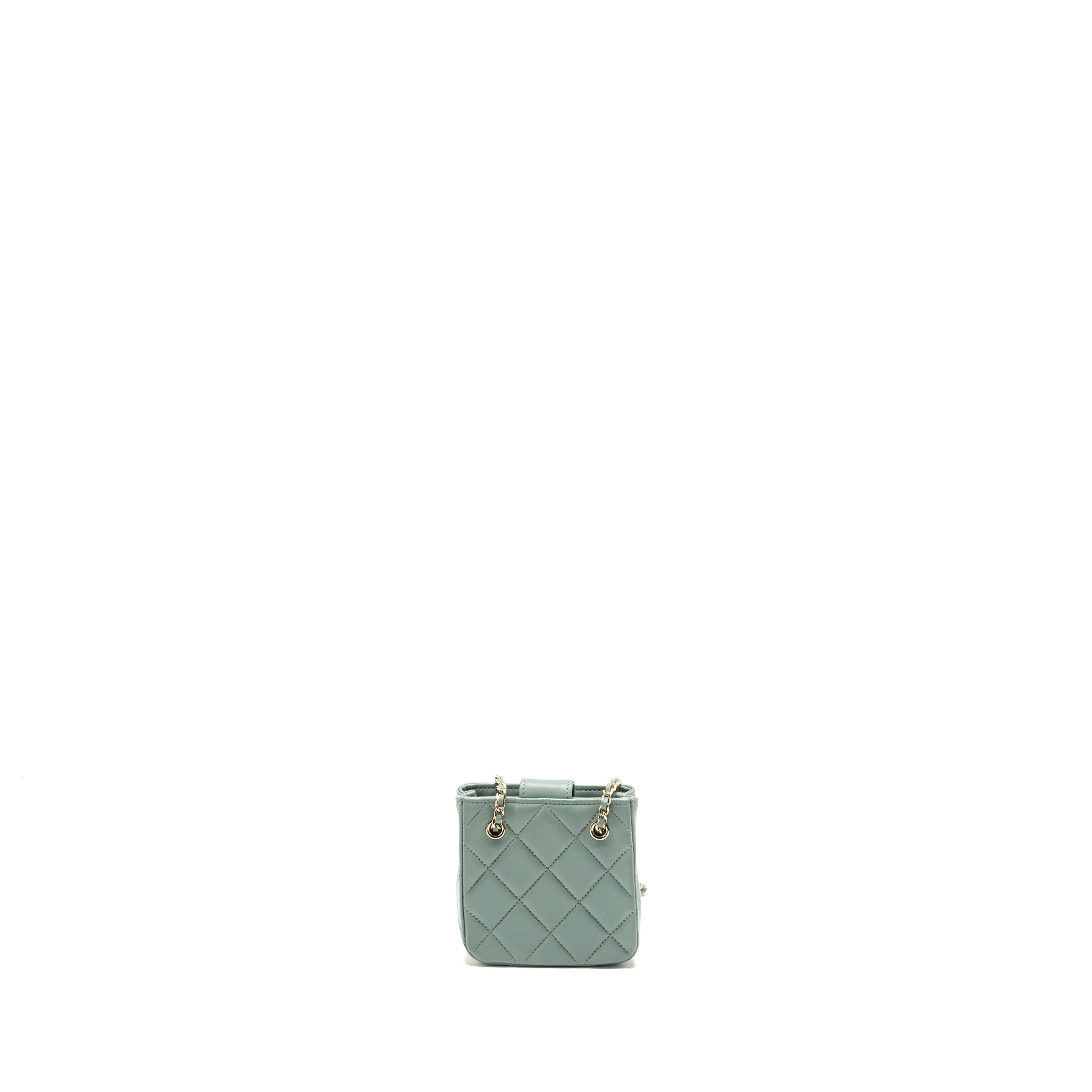 CHANEL MINI QUILTED CHAIN BAG LAMBSKIN LIGHT BLUE LGHW