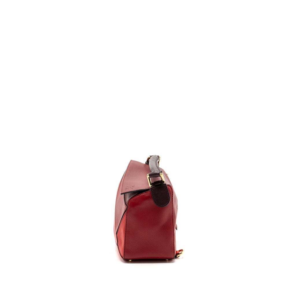 LOEWE SMALL PUZZLE BAG CALFSKIN RED GHW