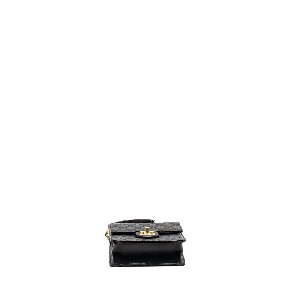 CHANEL VERTICAL PEARL FLAP BAG GOATSKIN BLACK GHW