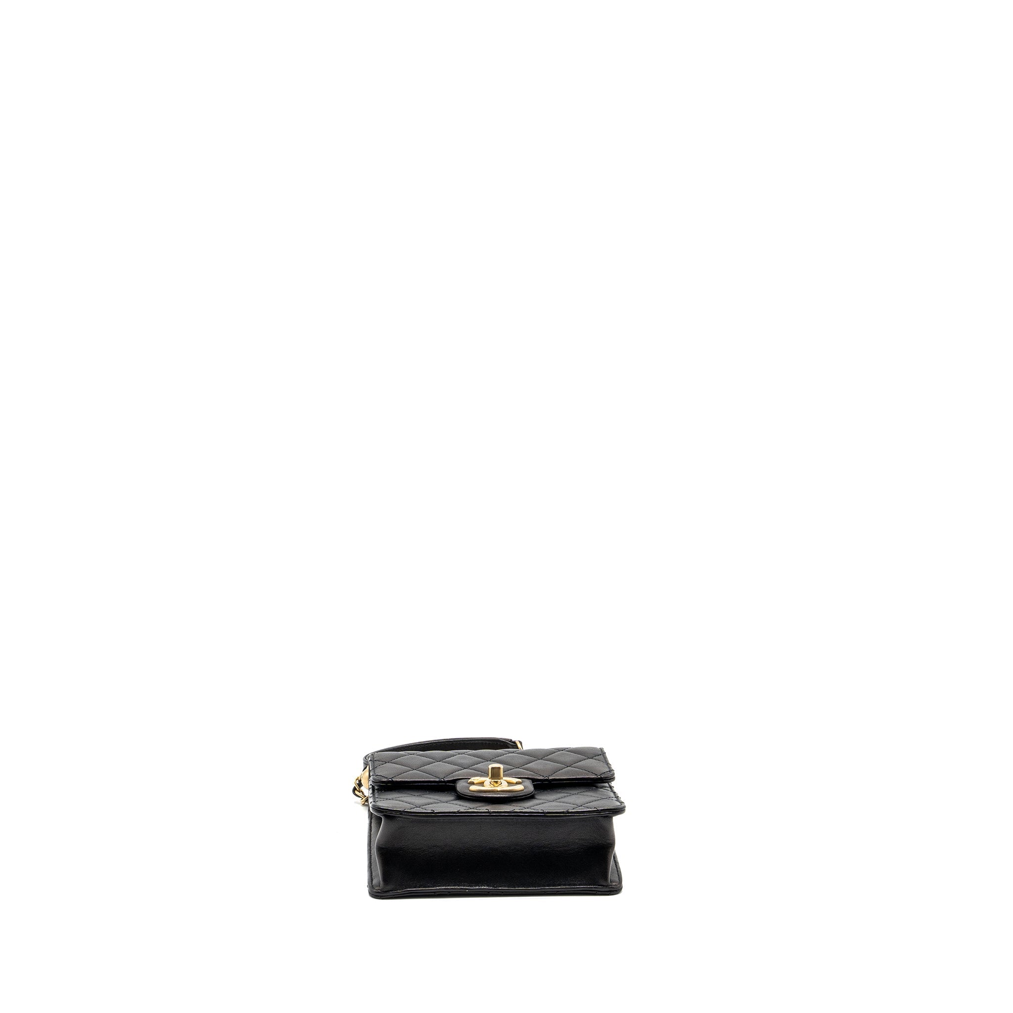 CHANEL VERTICAL PEARL FLAP BAG GOATSKIN BLACK GHW