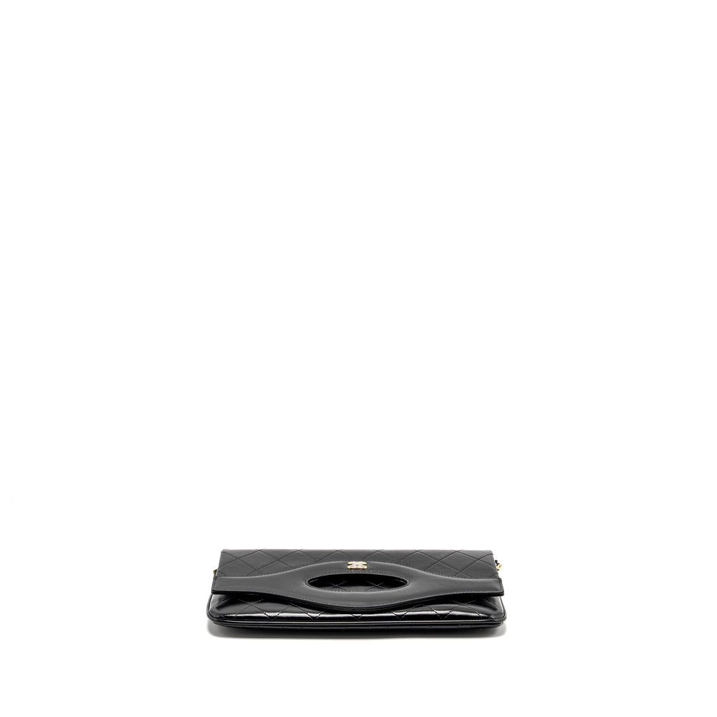 CHANEL 31 WALLET ON CHAIN SHINY CALFSKIN BLACK LGHW (MICROCHIP)