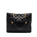 CHANEL LARGE TOTE BAG LAMBSKIN BLACK BRUSHED GHW