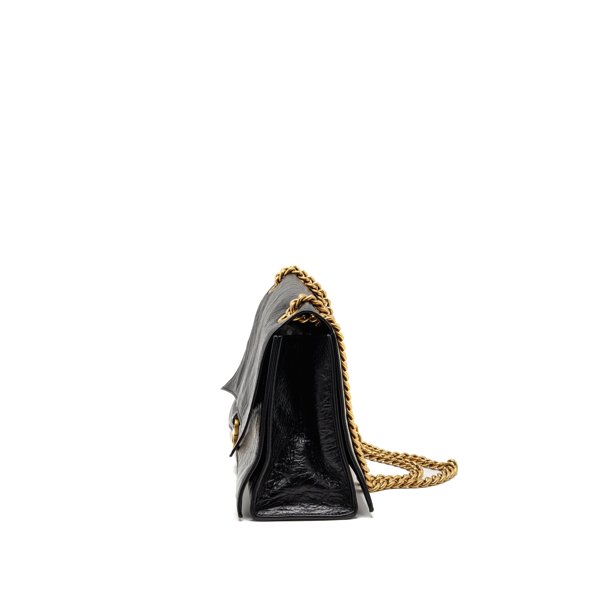 BALENCIAGA MEDIUM WOMEN’S CRUSH CHAIN BAG CALFSKIN BLACK GHW