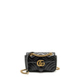 GUCCI SMALL GG MARMONT SHOULDER BAG CALFSKIN BLACK GHW