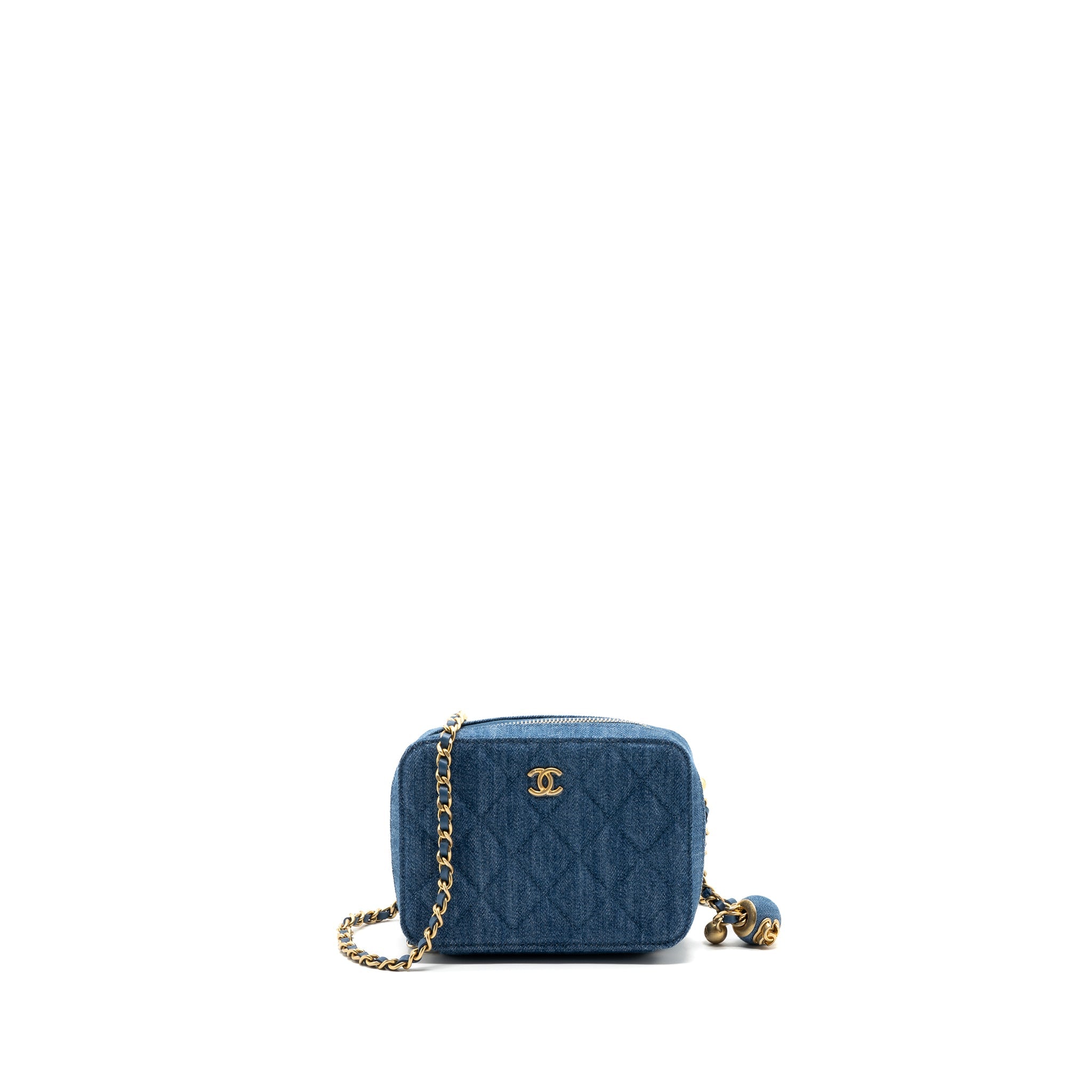 CHANEL PEARL CRUSH CAMERA BAG DENIM BLUE GHW