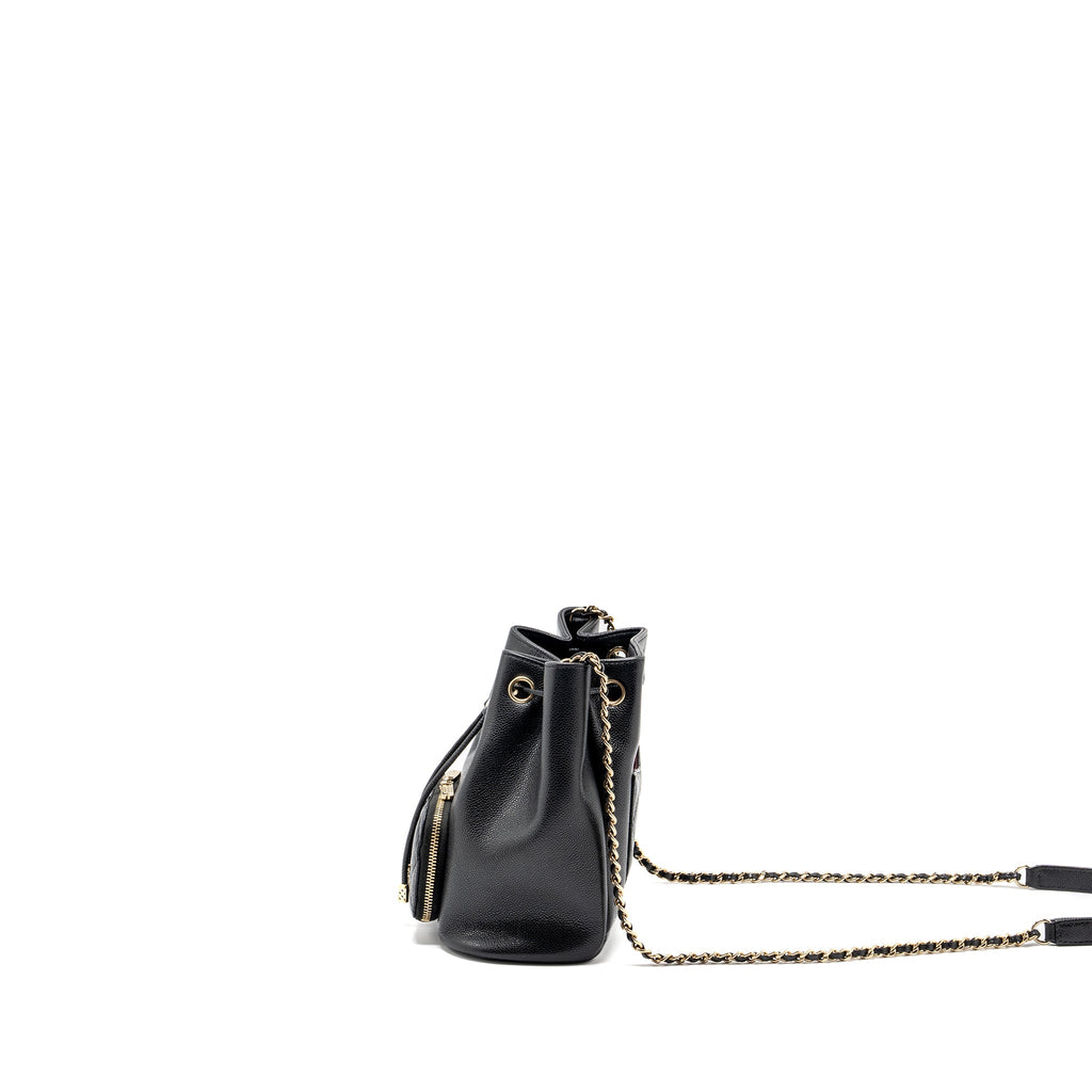 CHANEL BUSINESS AFFINITY DRAWSTRING BUCKET BAG CAVIAR BLACK GHW