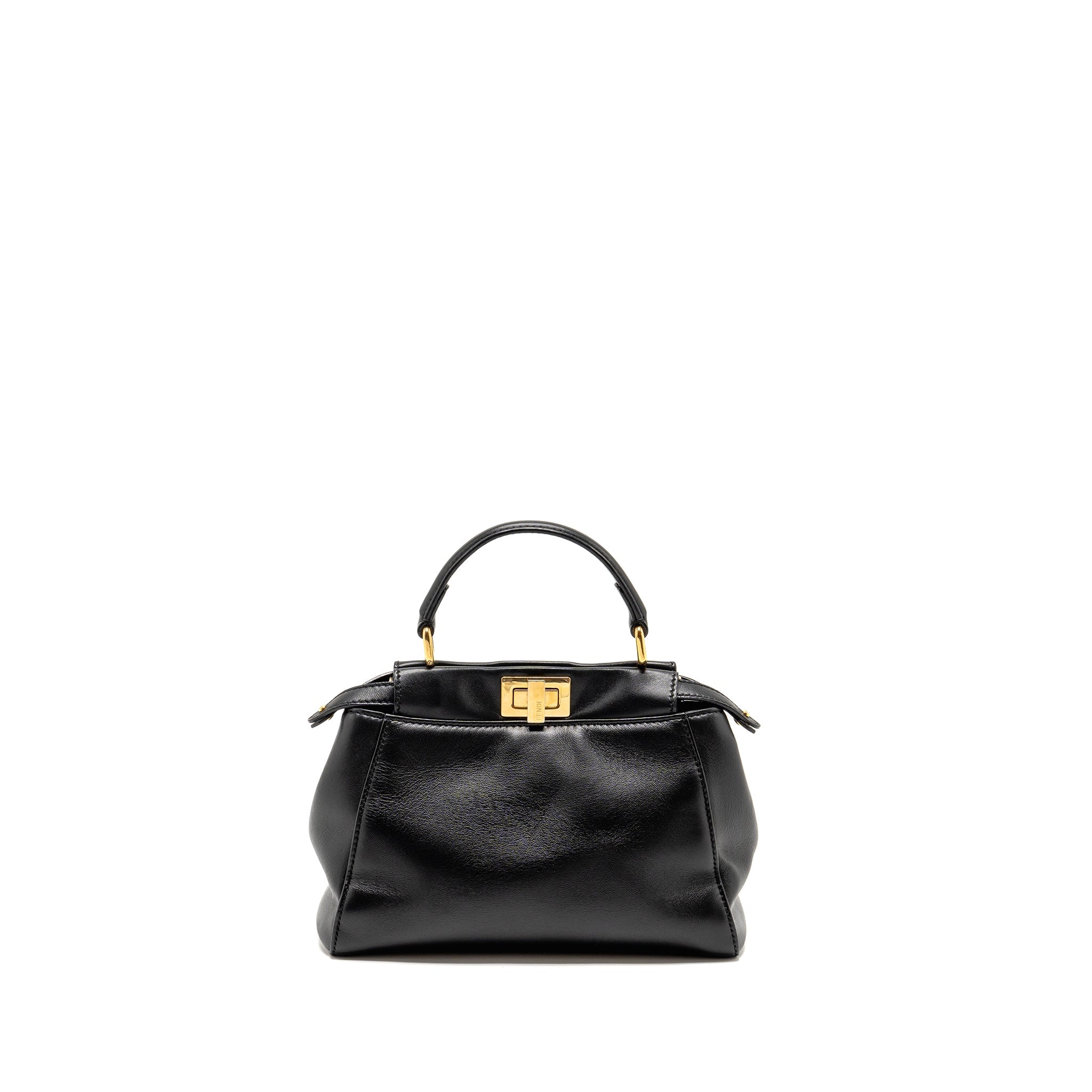 FENDI MINI PEEKABOO LAMBSKIN BLACK GHW