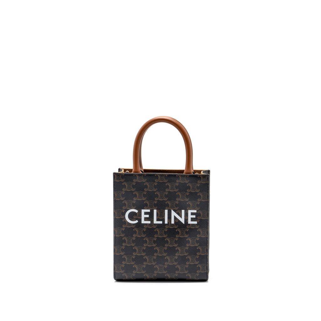 CELINE MINI VERTICAL CABAS TRIOMPHE CANVAS BROWN GHW