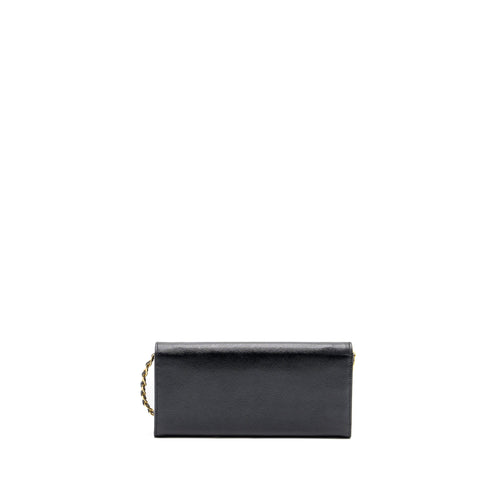 PRADA LONG WALLET WITH CHAIN SAFFIANO BLACK GHW
