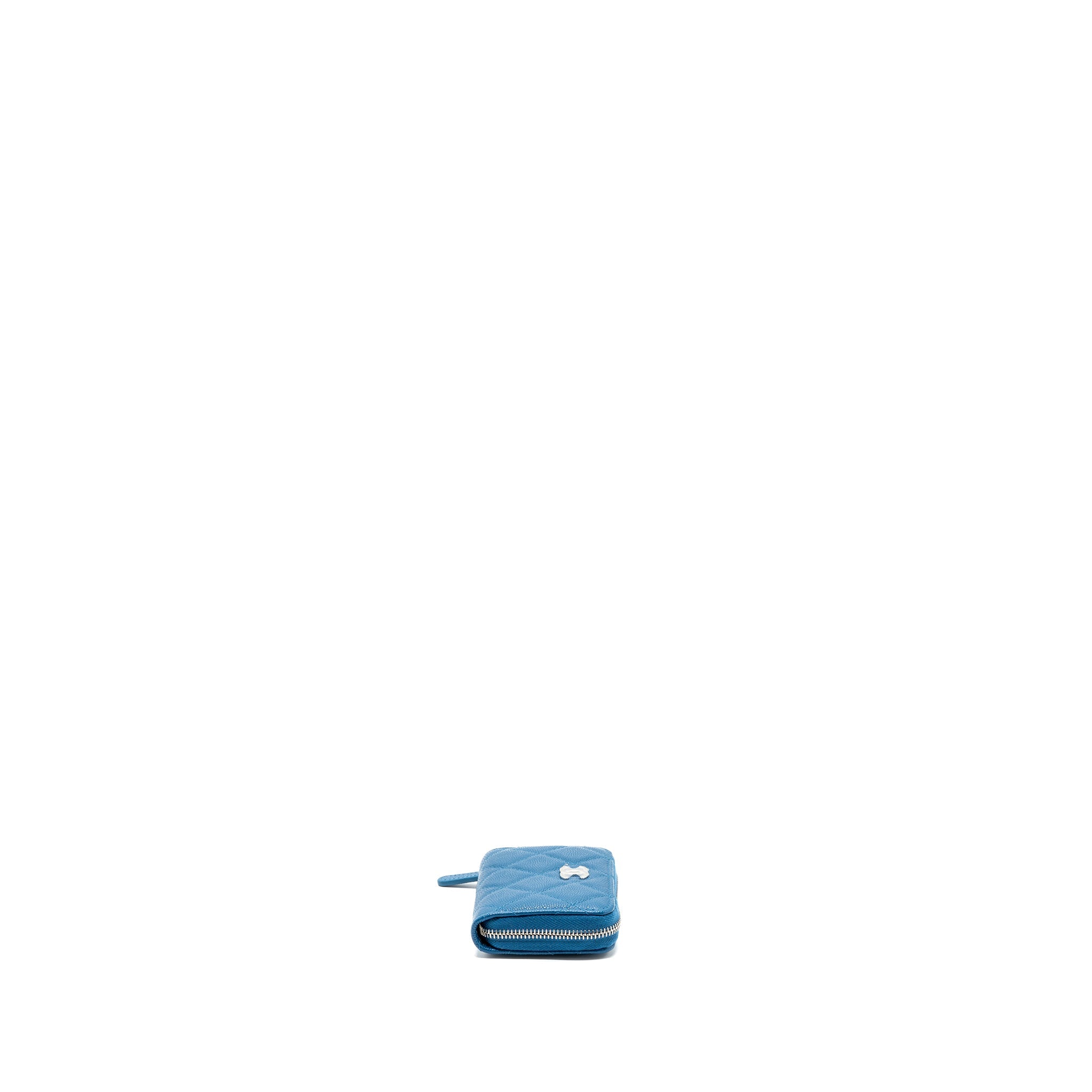 CHANEL SMALL ZIP CARD HOLDER CAVIAR BLUE SHW