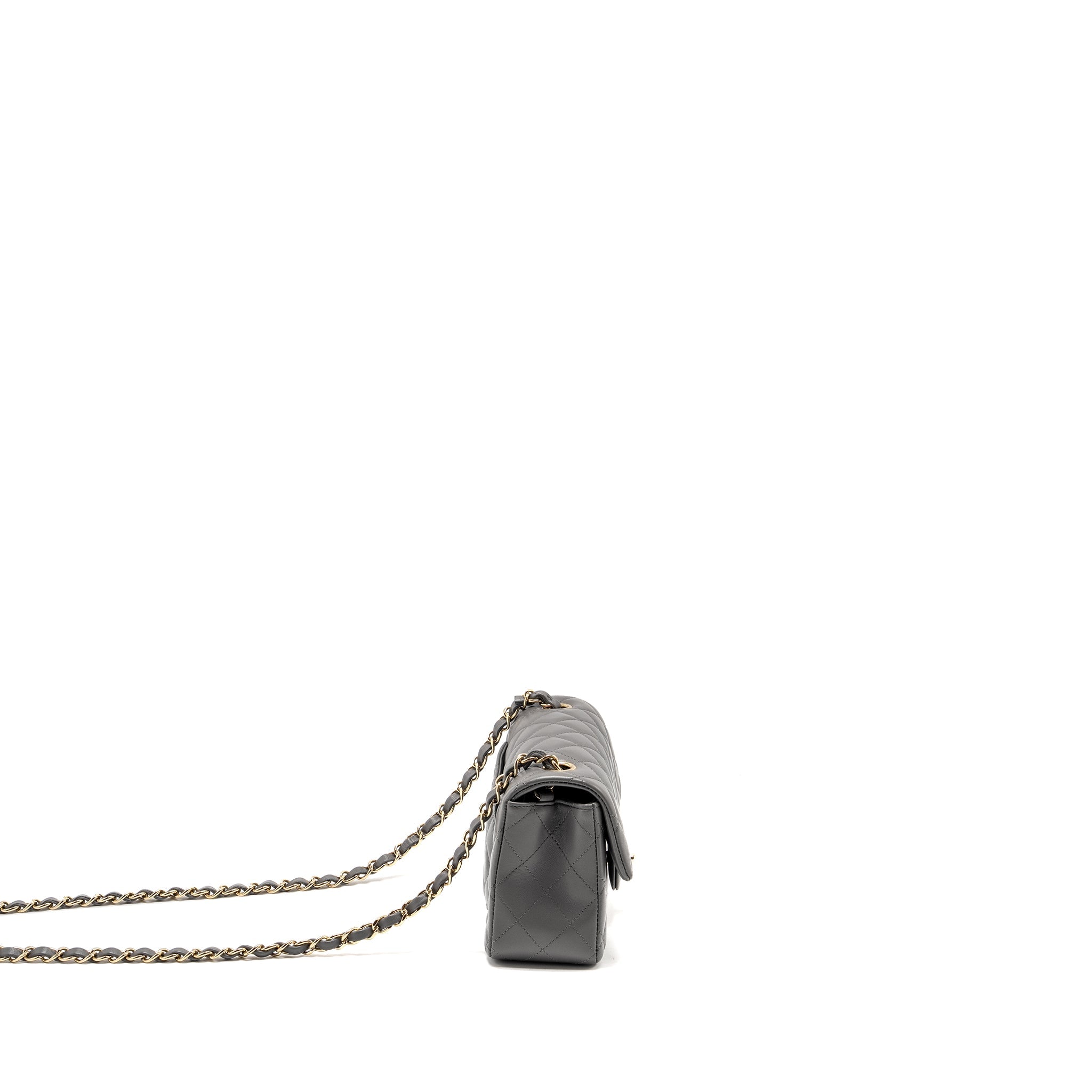 CHANEL MINI RECTANGULAR FLAP BAG LAMBSKIN GREY LGHW (MICROCHIP)